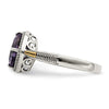 Shey Couture Sterling Silver with 14K Accent Antiqued Cushion Amethyst Ring