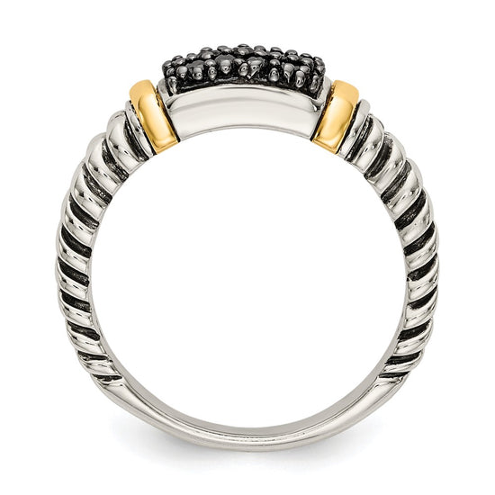 Shey Couture Sterling Silver with 14K Accent Antiqued Black Diamond Ring