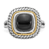 Shey Couture Sterling Silver with 14K Accent Antiqued Cabochon Black Onyx Ring