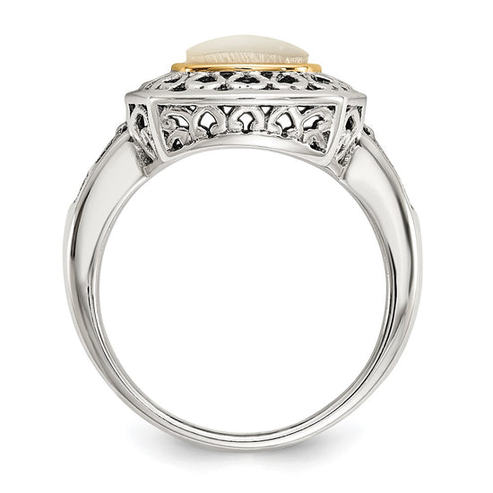 Shey Couture Sterling Silver with 14K Accent Antiqued Mother Of Pearl Ring