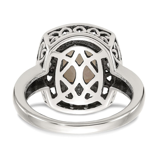 Shey Couture Sterling Silver with 14K Accent Antiqued Mother Of Pearl Ring
