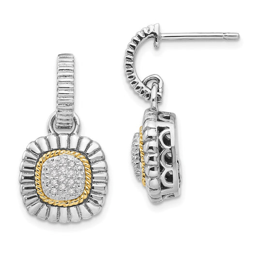 Shey Couture Sterling Silver with 14K Accent Diamond Dangle Post Earrings