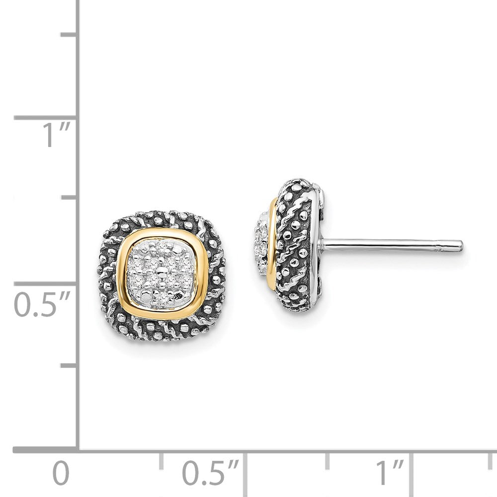 Shey Couture Sterling Silver with 14K Accent Antiqued Diamond Post Earrings