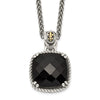 Shey Couture Sterling Silver with 14K Accent 18 Inch Antiqued Checkerboard-cut Black Onyx Necklace