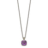 Shey Couture Sterling Silver with 14K Accent 18 Inch Antiqued Cushion Checkerboard Amethyst Necklace