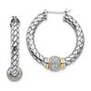 Shey Couture Sterling Silver with 14K Accent Antiqued Diamond Hoop Earrings
