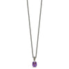 Shey Couture Sterling Silver with 14K Accent 18 Inch Antiqued Diamond and Checkerboard-cut Cushion Amethyst Necklace