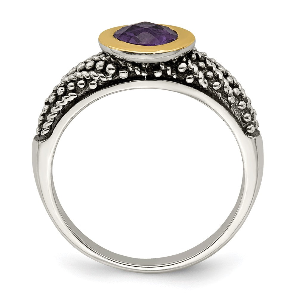 Sterling Silver Antiqued w/14k Gemstone Rings