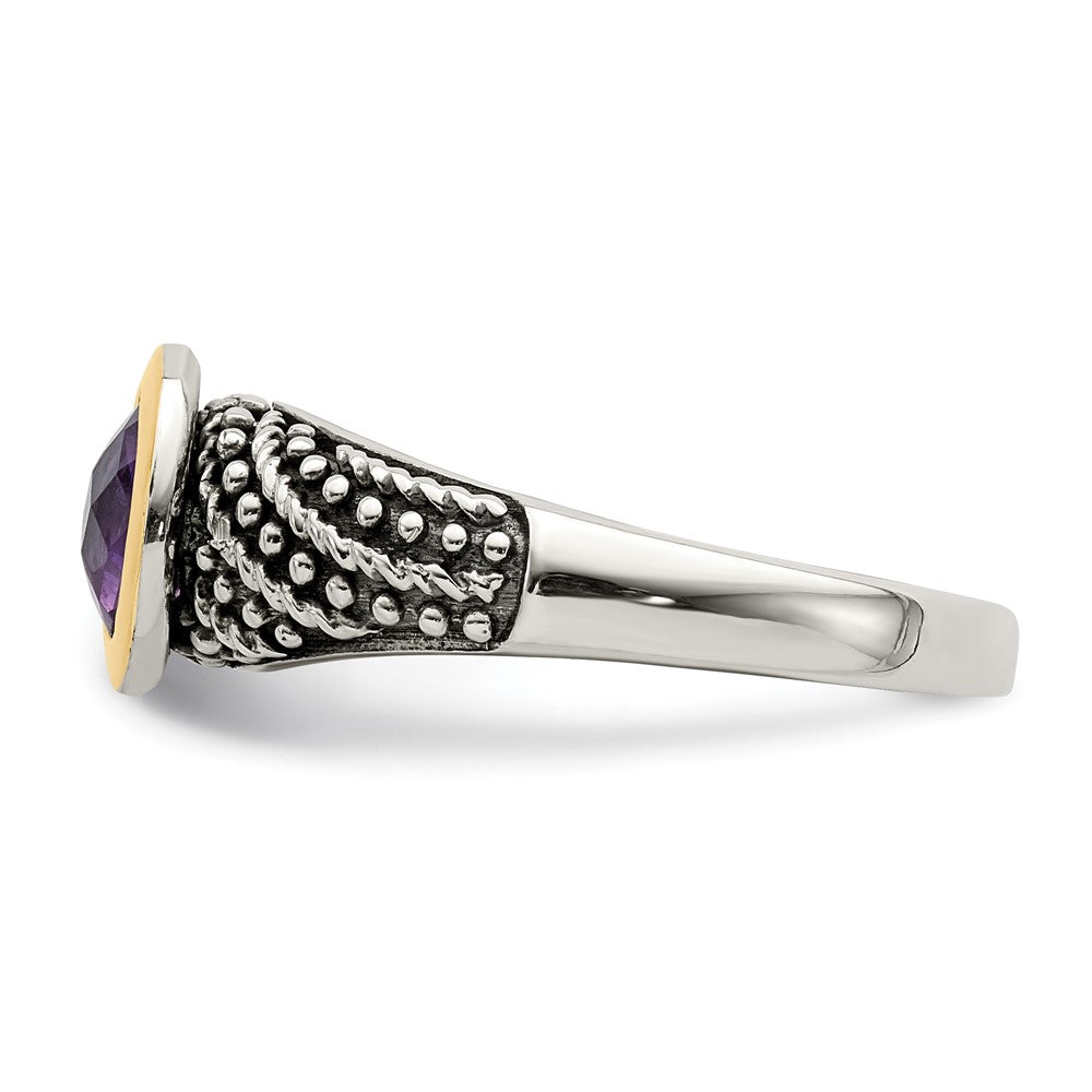 Sterling Silver Antiqued w/14k Gemstone Rings