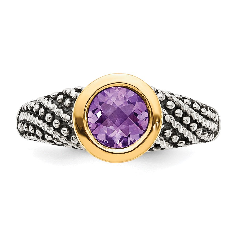 Sterling Silver Antiqued w/14k Gemstone Rings