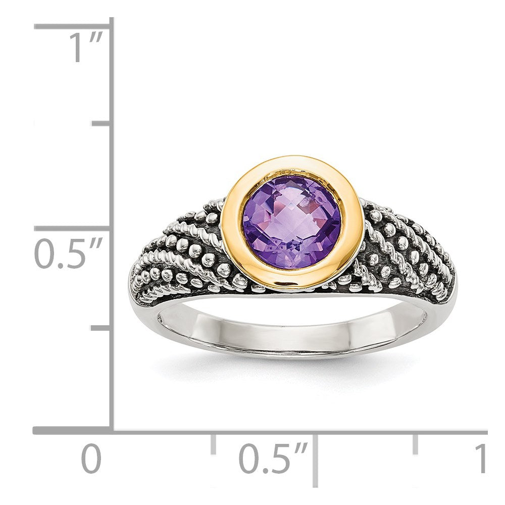Sterling Silver Antiqued w/14k Gemstone Rings