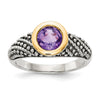 Sterling Silver Antiqued w/14k Gemstone Rings