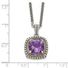 Shey Couture Sterling Silver with 14K Accent 18 Inch Antiqued Cushion Amethyst Necklace