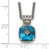 Shey Couture Sterling Silver with 14K Accent 18 Inch Antiqued Cushion London Blue Topaz Necklace