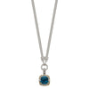 Shey Couture Sterling Silver with 14K Accent 17 Inch Antiqued Cushion London Blue Topaz and Diamond Plus 1in. Ext. Necklace