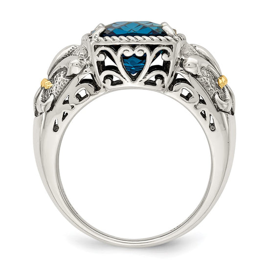 Sterling Silver Antiqued w/14k Gemstone Rings