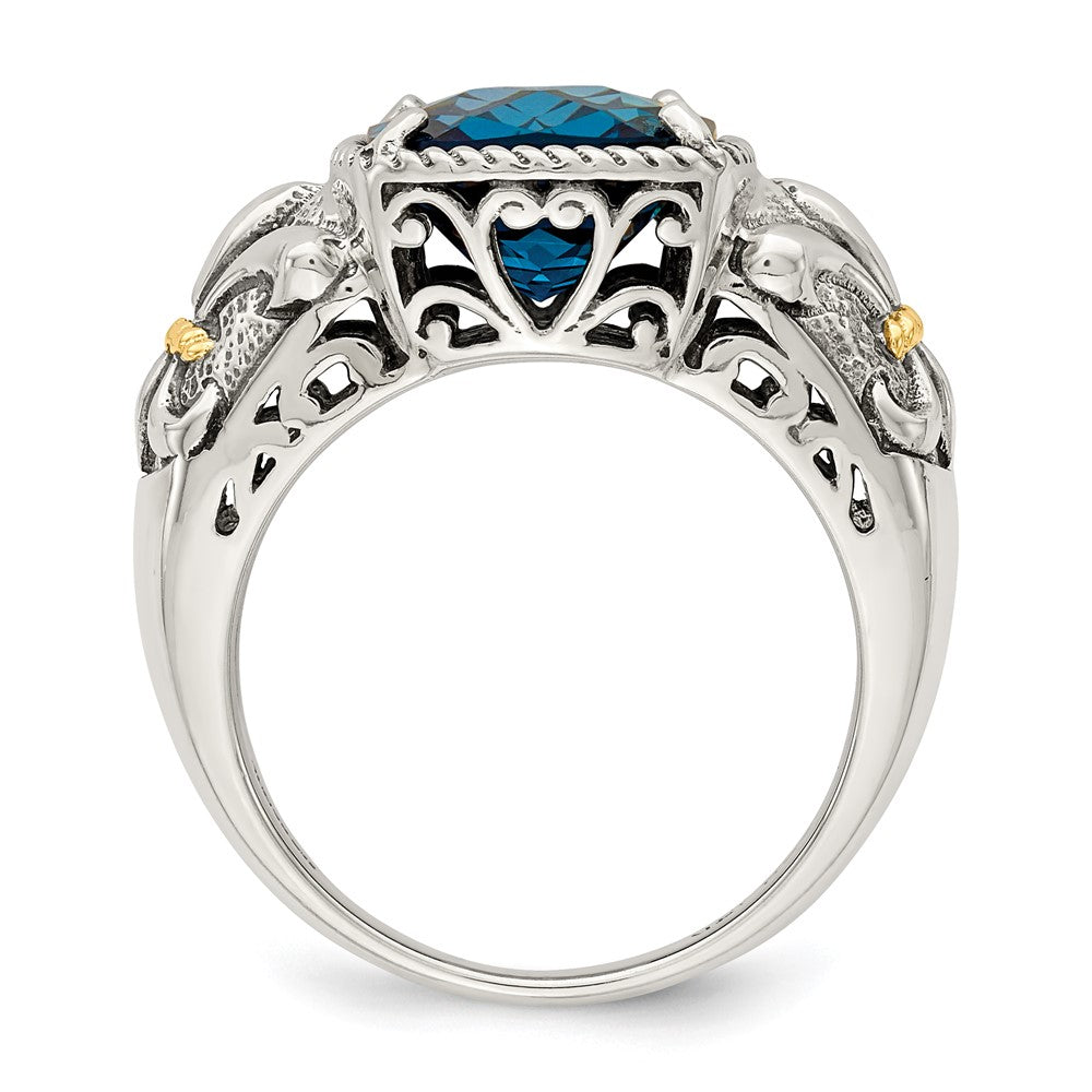 Sterling Silver Antiqued w/14k Gemstone Rings