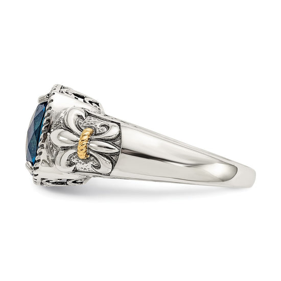 Sterling Silver Antiqued w/14k Gemstone Rings