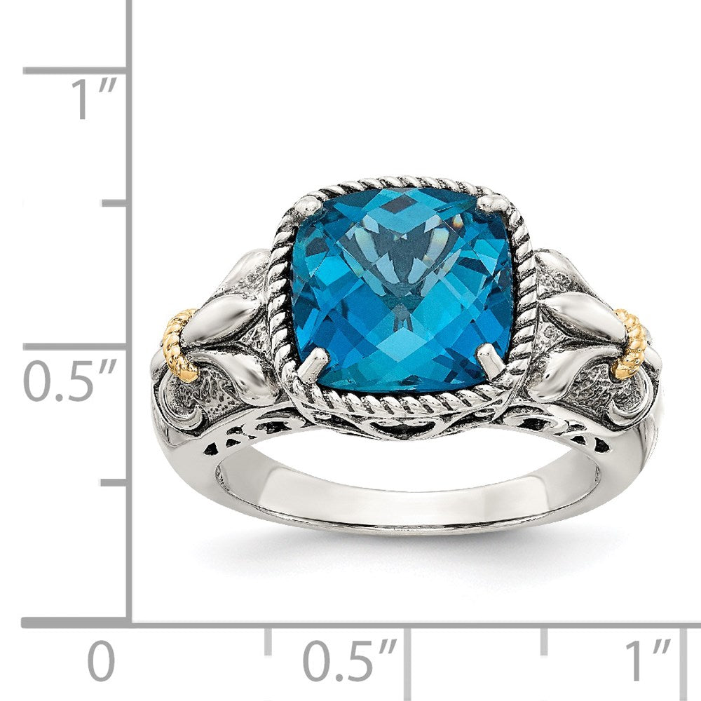 Sterling Silver Antiqued w/14k Gemstone Rings