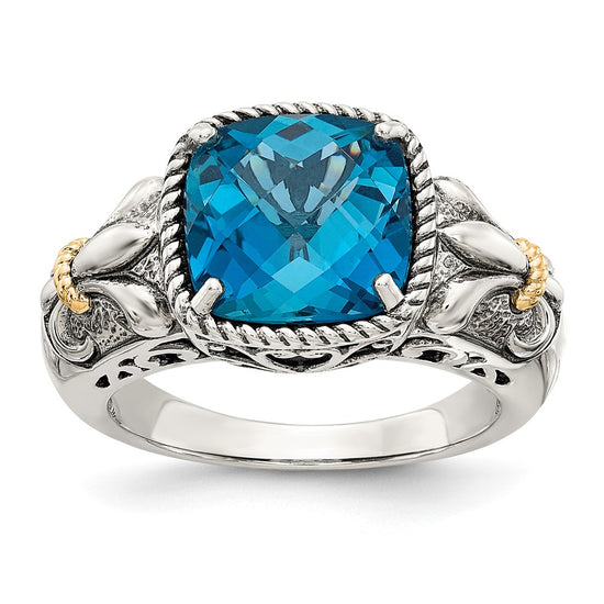 Sterling Silver Antiqued w/14k Gemstone Rings