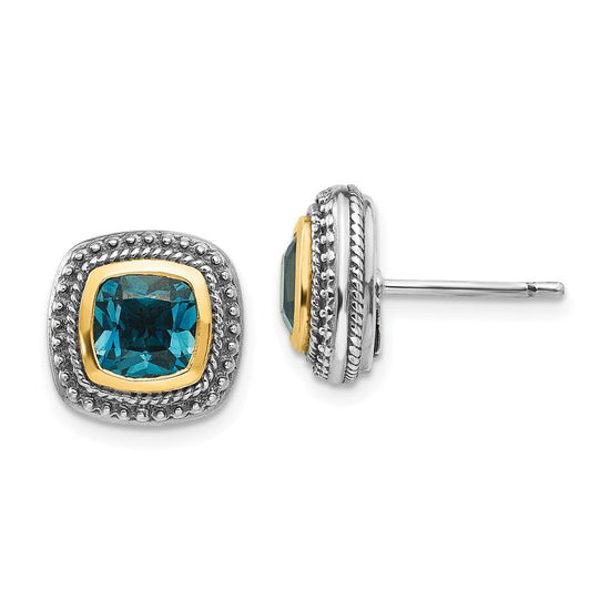 Sterling Silver with 14K Accent Gemstone Earrings