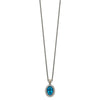 Shey Couture Sterling Silver with 14K Accent 18 Inch Antiqued Oval London Blue Topaz Hinged Bail Necklace