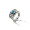 Shey Couture Sterling Silver with 14K Accent Antiqued Checkerboard Cushion London Blue Topaz Ring