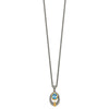Shey Couture Sterling Silver Gold-tone Flash Gold-plated Antiqued Oval London Blue Topaz 18 inch Necklace