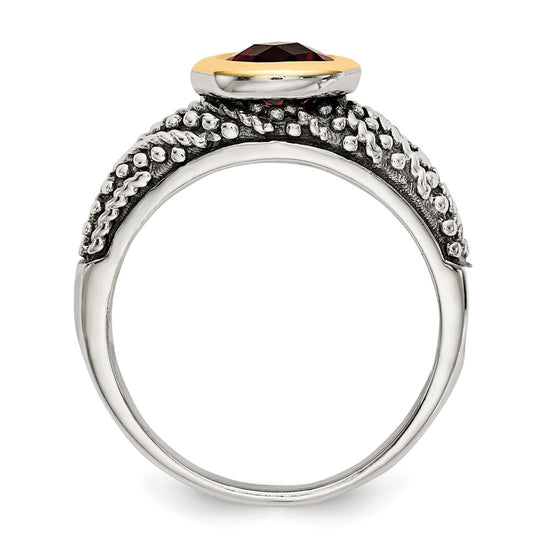 Sterling Silver Antiqued w/14k Gemstone Rings