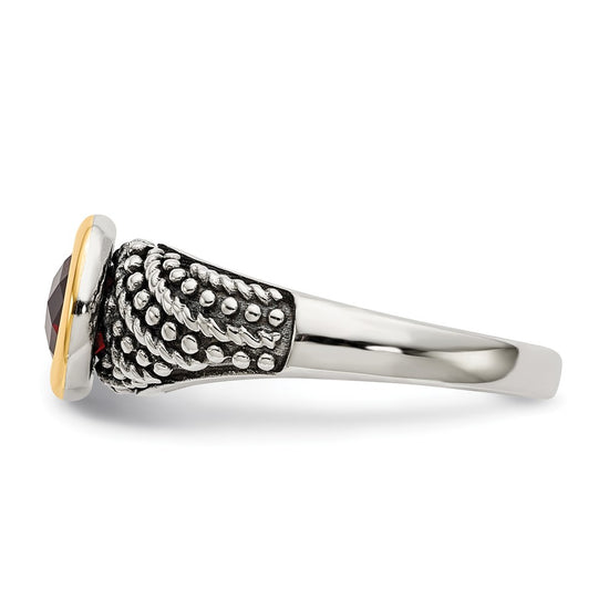 Sterling Silver Antiqued w/14k Gemstone Rings