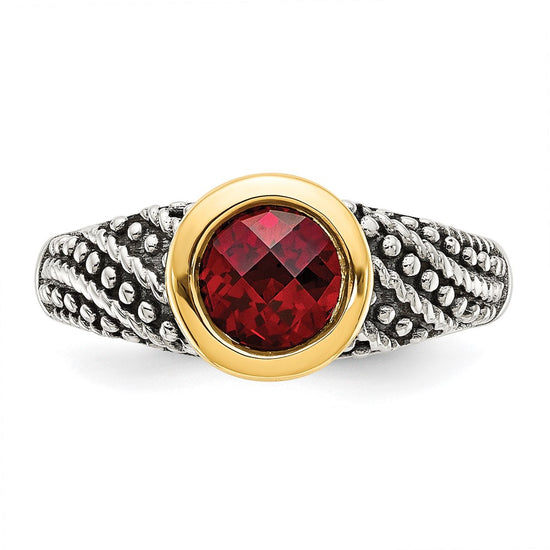 Sterling Silver Antiqued w/14k Gemstone Rings