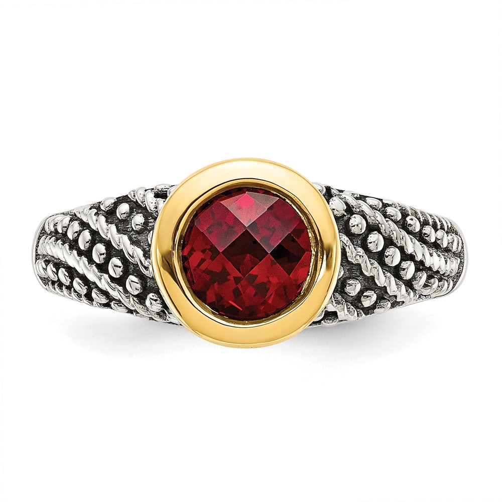 Sterling Silver Antiqued w/14k Gemstone Rings
