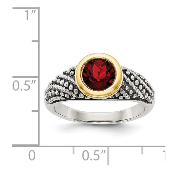Sterling Silver Antiqued w/14k Gemstone Rings