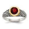 Sterling Silver Antiqued w/14k Gemstone Rings