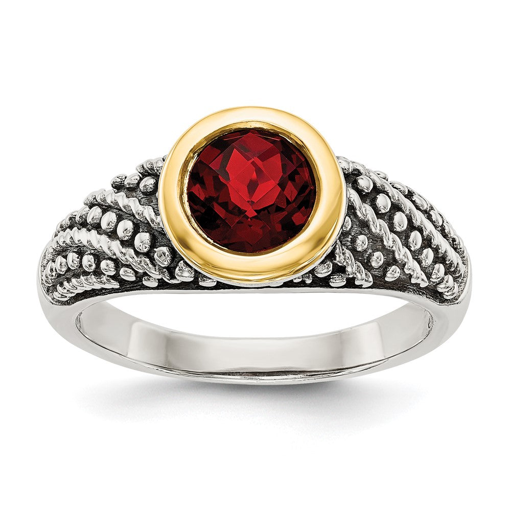 Sterling Silver Antiqued w/14k Gemstone Rings