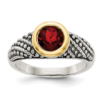 Sterling Silver Antiqued w/14k Gemstone Rings