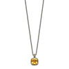 Shey Couture Sterling Silver with 14K Accent 18 Inch Antiqued Checkerboard Cushion Citrine Necklace