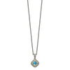 Shey Couture Sterling Silver with 14K Accent 18 Inch Antiqued Cushion Bezel Sky Blue Topaz Necklace