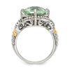 Shey Couture Sterling Silver with 14K Accent Antiqued Cushion Green Quartz Cushion Ring