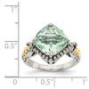 Shey Couture Sterling Silver with 14K Accent Antiqued Cushion Green Quartz Cushion Ring