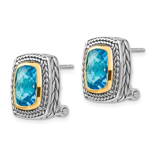 Sterling Silver with 14K Accent Gemstone Earrings
