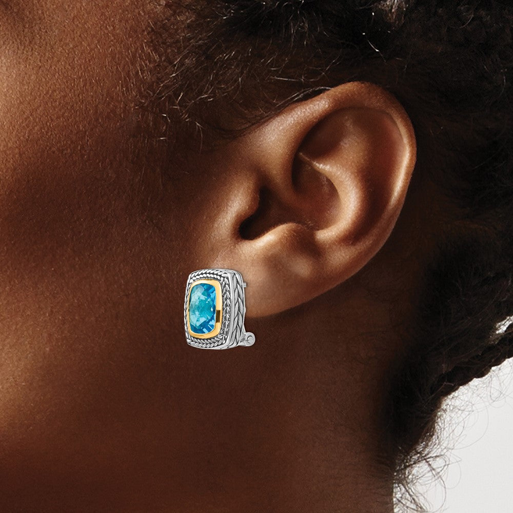 Sterling Silver with 14K Accent Gemstone Earrings