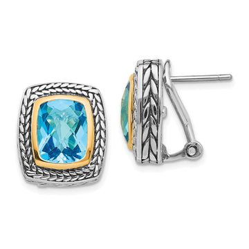 Sterling Silver with 14K Accent Gemstone Earrings