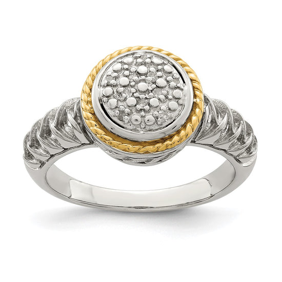 Shey Couture Sterling Silver Rhodium-plated with 14K Accent Polished Diamond Ring