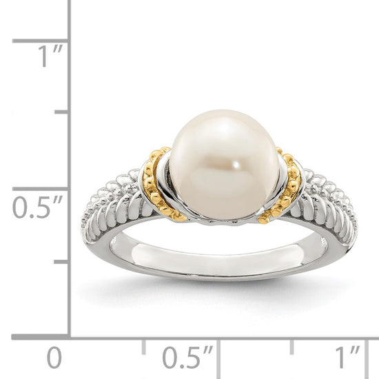 Shey Couture Sterling Silver Rhodium-plated with 14K Accent 8-9mm Freshwater Cultured Pearl Ring