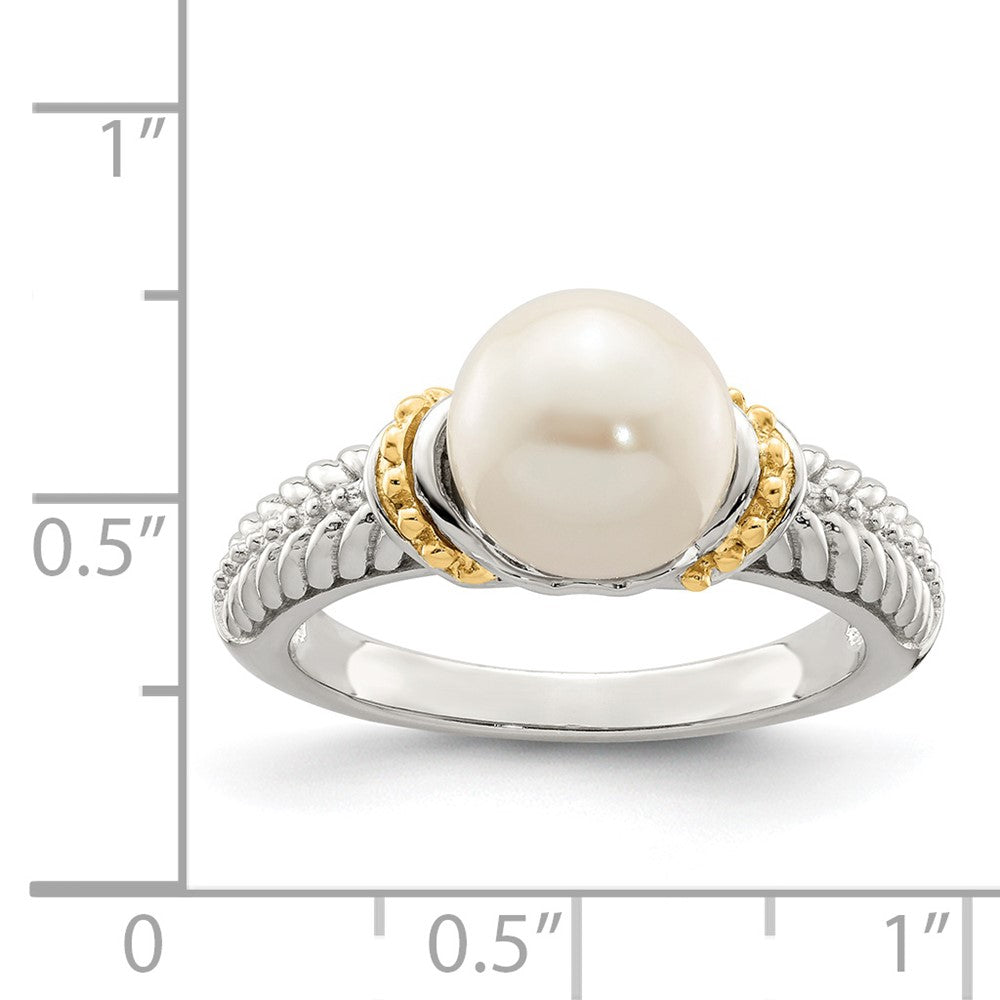 Shey Couture Sterling Silver Rhodium-plated with 14K Accent 8-9mm Freshwater Cultured Pearl Ring
