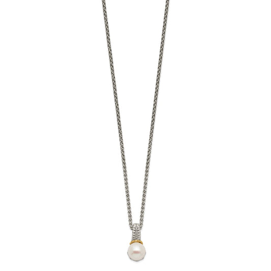 Shey Couture Sterling Silver Rhodium-plated with 14K Accent 18 Inch 8-9mm Freshwater Cultured Pearl Necklace