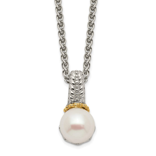 Shey Couture Sterling Silver Rhodium-plated with 14K Accent 18 Inch 8-9mm Freshwater Cultured Pearl Necklace