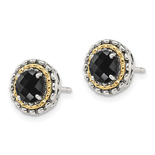 Sterling Silver w/ 14k Polished Gemstone Earrings