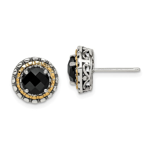 Sterling Silver w/ 14k Polished Gemstone Earrings